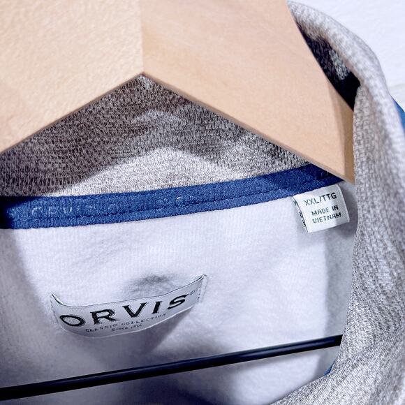 Orvis Fleece Bonded Mesh Full Zip Jacket Gray Blue Lightweight Mens XXL 2XL - Picture 6 of 8